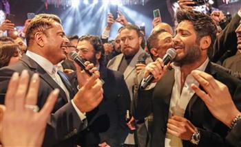   لأول مرة عمرو دياب وتامر حسني يُغنيان معًا من حفل زفاف أحمد عصام